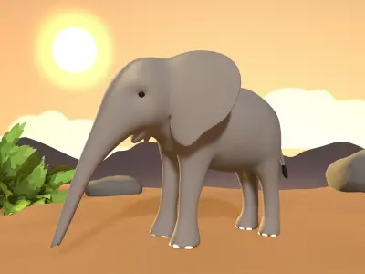 Elephant Calf - Stylized Low-poly 3D model