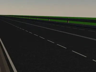 Highway in middle of field Low-poly 3D model