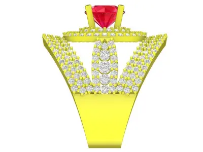 Luxury Multi Halo Pave Diamond Ring 3D Jewelry Model 4417 3D print model