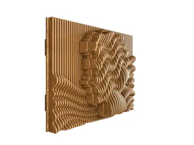 Parametric Wavy Wooden Wall Decor 24 - wood cutting machines  3D model