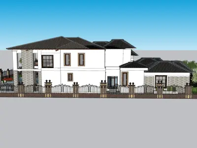 Two story double car garage 3D model