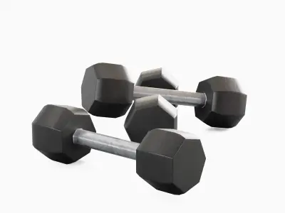 Steel Dumbbell 01 Low-poly 3D model