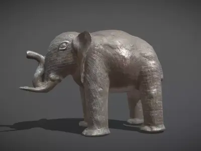 Elephant Bronze Sculpture Low-poly 3D model