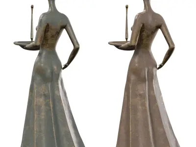 Balance of Life Abstract Female with Sailboat Low-poly 3D model