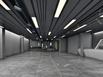 shopfront entrance to apartment building Low-poly 3D model