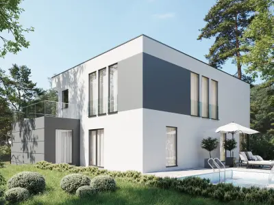 Modern house Low-poly 3D model