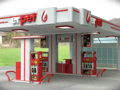 High Detail Gas Petrol Station 3D model