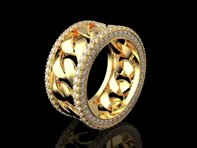 Luxury Gold Diamond Ring   High Quality  3D print model