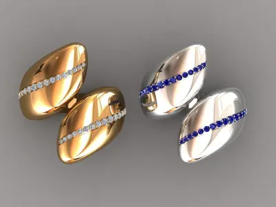 Ring 5 two gold and diamond rings 3D print model