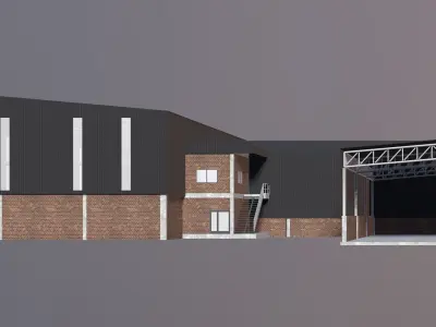 Warehouse with loading area 3D model