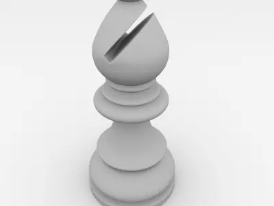 Bishop silver chess piece 3D model