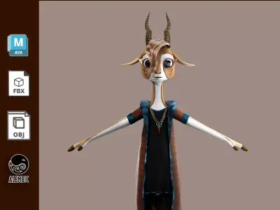  Cartoon Deer NoRig 3D model