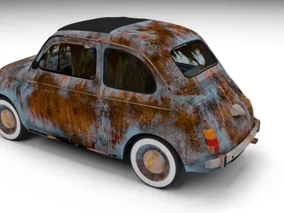Weathered Fiat 500 Nuova Low-poly 3D model