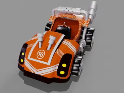 Orange kart Low-poly 3D model