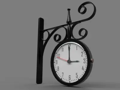 Clock Wall Station Low-poly 3D model