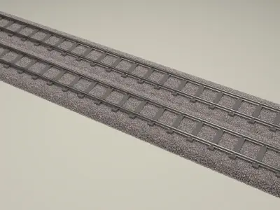 Train Track Double 3D model
