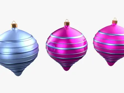 Christmas Tree Ornament Set9 - Pink LightBlue Low-poly 3D model
