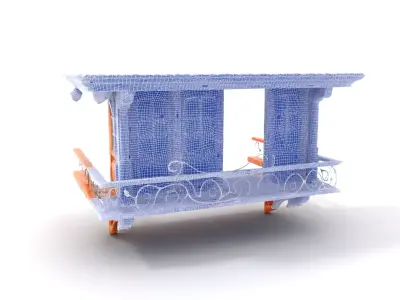 Rustic Wooden Balcony model pack Low-poly 3D model