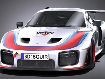 LowPoly Porsche 935 2019 Moby Dick Low-poly 3D model