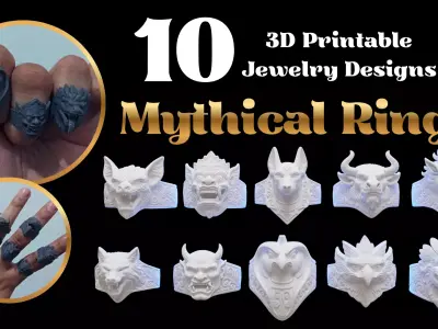 10 3D Printable Jewelry Designs Mythical Rings STL Jewelry 3D print model