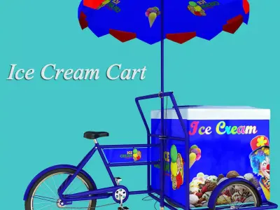 Ice Cream Cart Low-poly 3D model