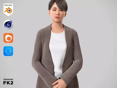Modular Character - Asian Business Woman - FK2 Low-poly 3D model