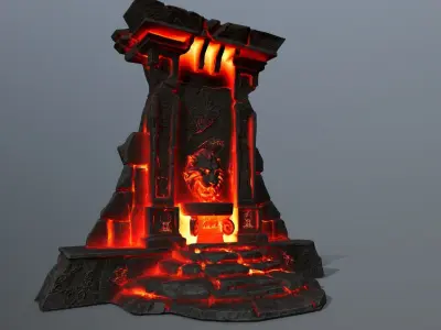 Lion fountain Low-poly 3D model