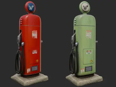 Vintage Gas Pump Low-poly 3D model