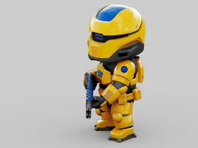 TOON CYBER TROOPER-B Rigged for Unreal Engine - Unity - MIXAMO 3D model