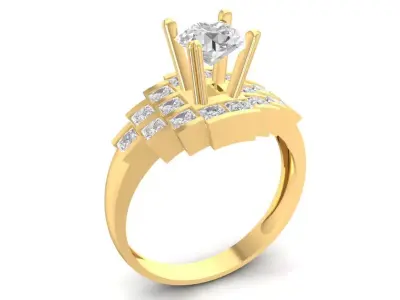 Luxury Round Diamond Engagement Ring for Women  1124 3D print model