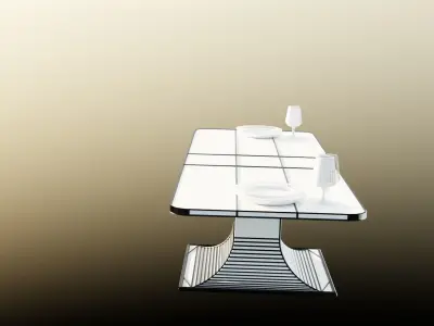 Table with two glasses 3D model