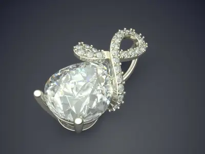 Luxury Brooch With Huge Diamond CAD 4570 3D print model