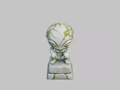 Ancient Alien Stone Stature Low-poly 3D model