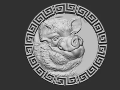 wild boar head 3D print model