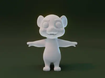 Cartoon Tiger Animated and Rigged Base Mesh 3D Model Low-poly 3D model