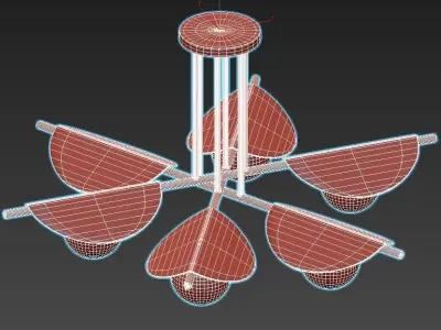 Kernel-2366-6P modern brass chandelier with six glass balls 3D model