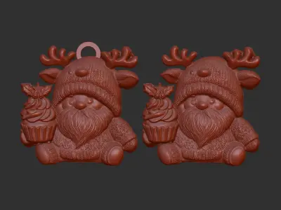 christmas gnome with deer hat 3D print model