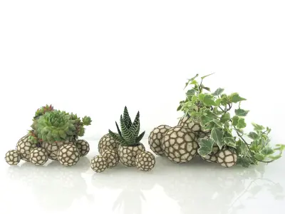 Landscape builder with organic stone pots 3D print model