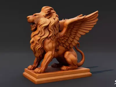 Lion Statue V12 Low-poly 3D model