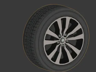 Modern Low Poly Wheel Free low-poly 3D model
