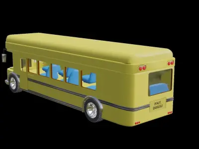 cartoon bus Low-poly 3D model