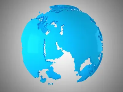 Globe Shell Light Blue 3D model