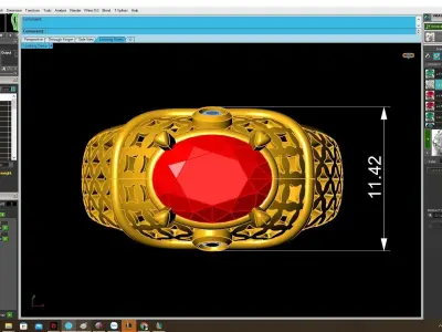 Luxury Oval Gemstone Openwork Signet Ring for Men 4018 3D print model