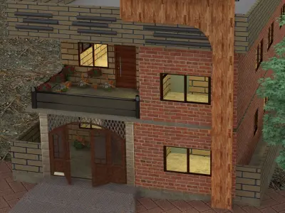 3D HOUSE DESIGN BEAUTIFUL 4 X ROOMS AND LOUNGE   3D model