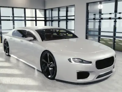 BLENDER EEVEE Brandless Extended Wheelbase 4 door sedan Low-poly 3D model