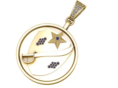 SWORD AND STAR DESIGN COIN PENDANT 3D-PRINTABLE MODEL  3D print model