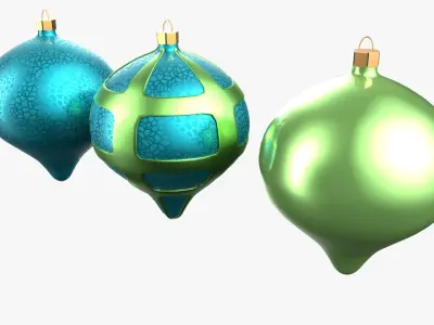 Christmas Tree Ornament Set8 - Turquoise Green  Low-poly 3D model