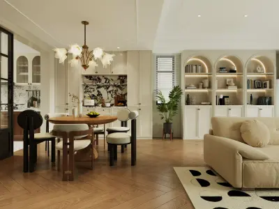 French Eclectic Vintage Living Room 3D model  3D model