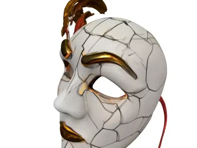 Elegant Cracked Golden Masquerade Mask Low-poly 3D model