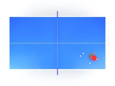 Table Tennis 3 with paddles - Ping pong Low-poly 3D model